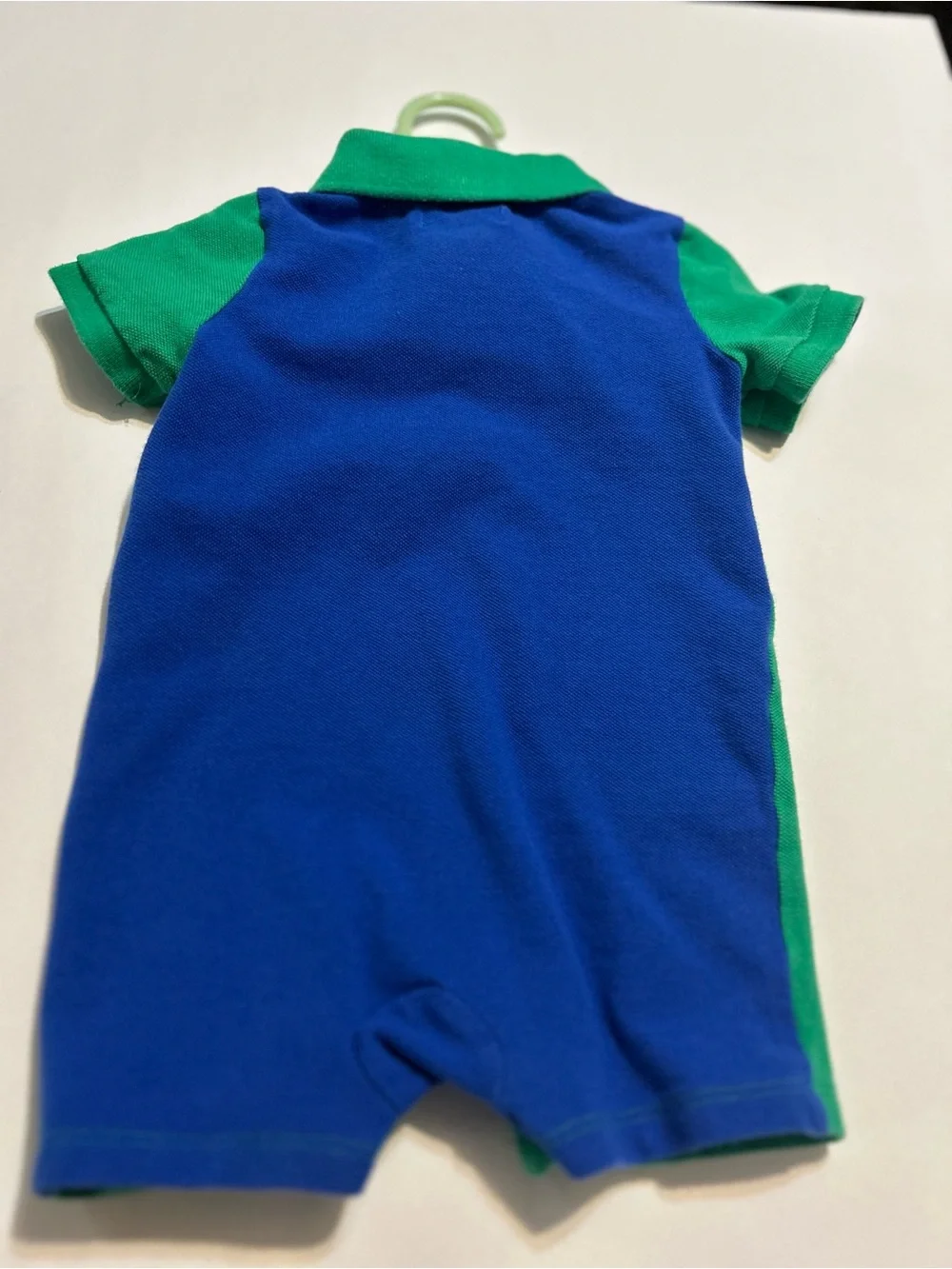 Ralph Lauren Green Polo Romper with Orange Pony
